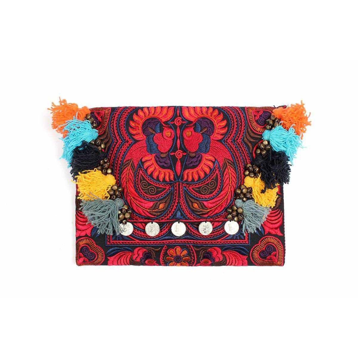 Embroidered Multi Tassel Clutch Bag | IPad Case - Thailand