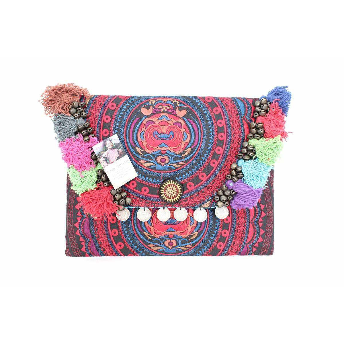 Embroidered Multi Tassel Clutch Bag | IPad Case - Thailand