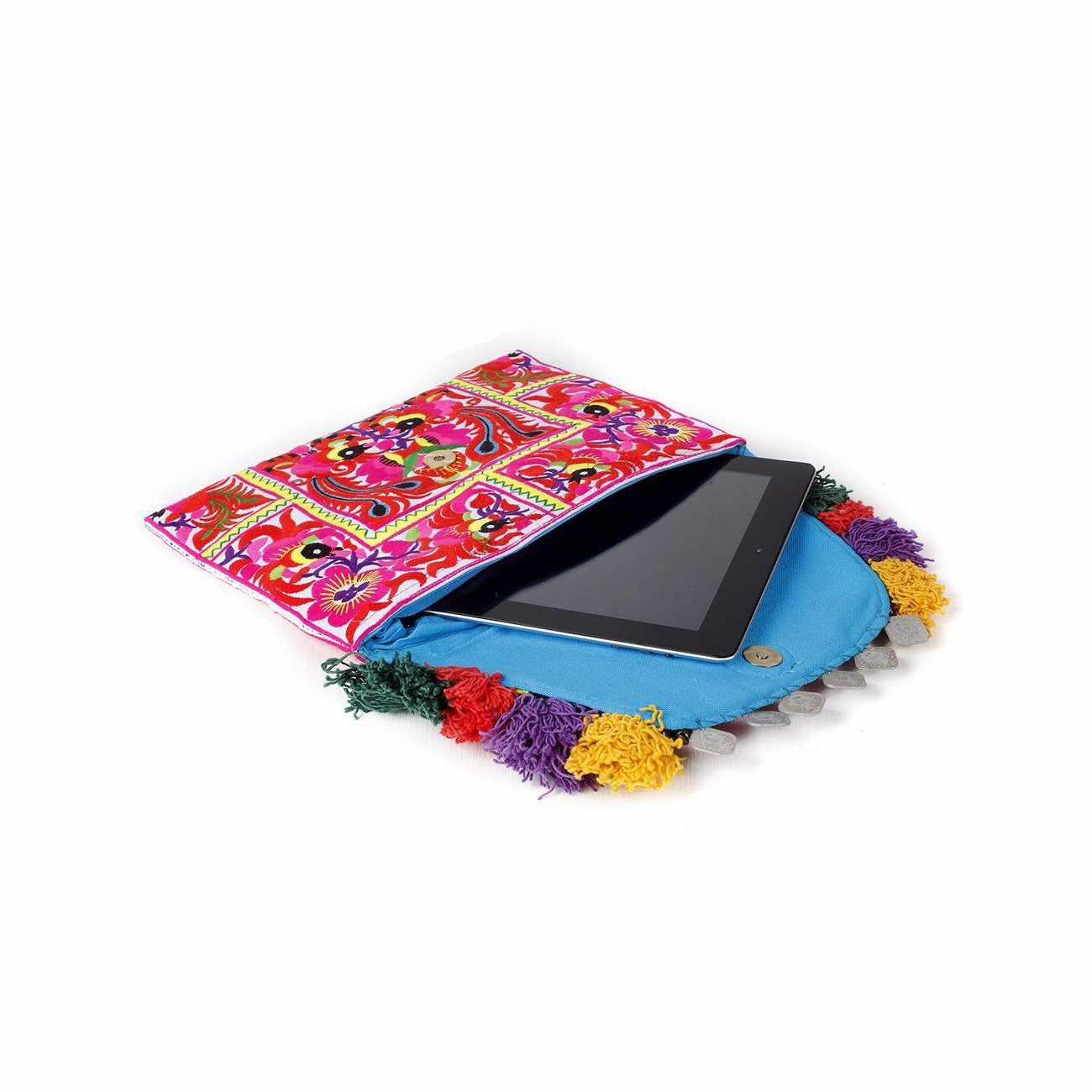 Embroidered Multi Tassel Clutch Bag | IPad Case - Thailand