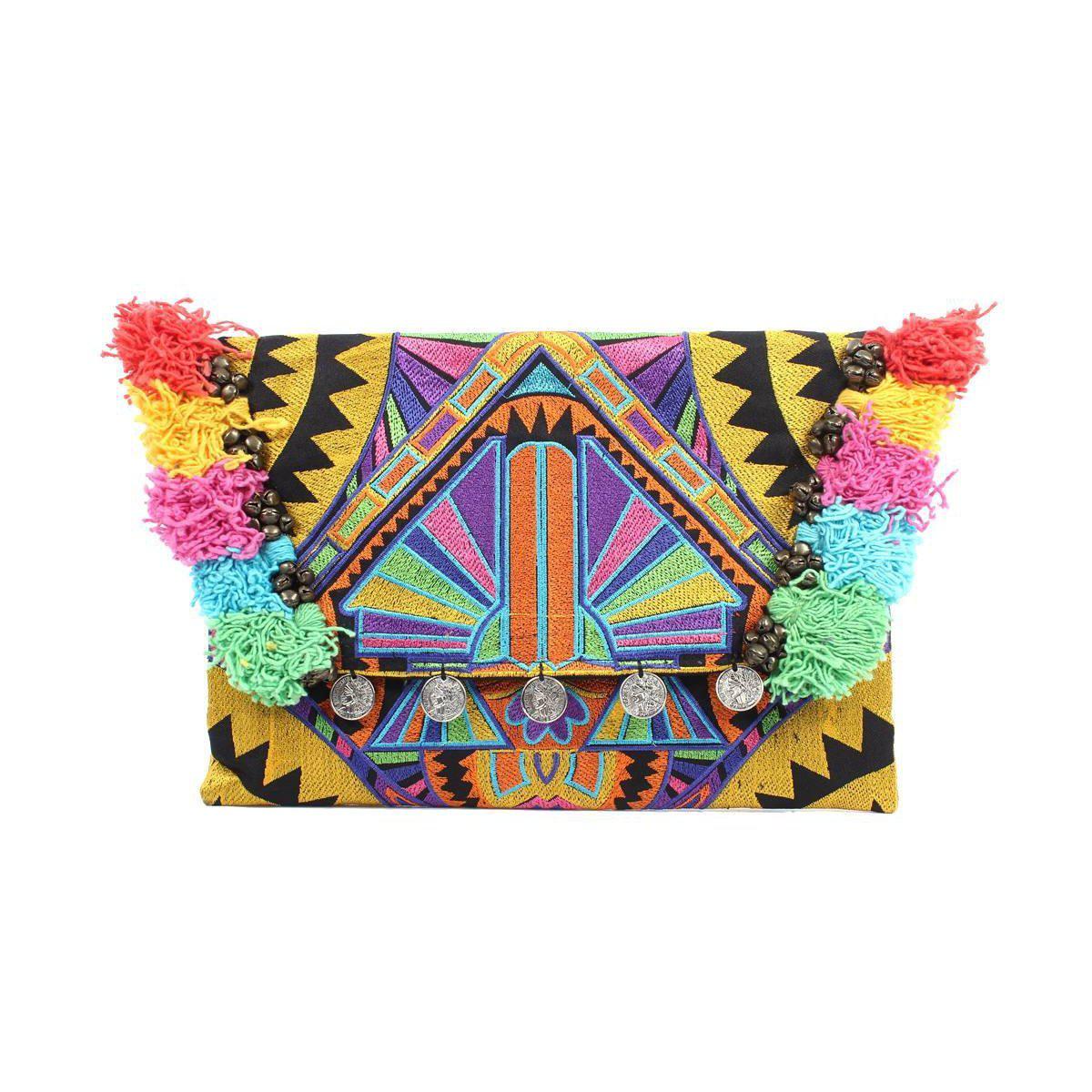 Embroidered Multi Tassel Clutch Bag | IPad Case - Thailand