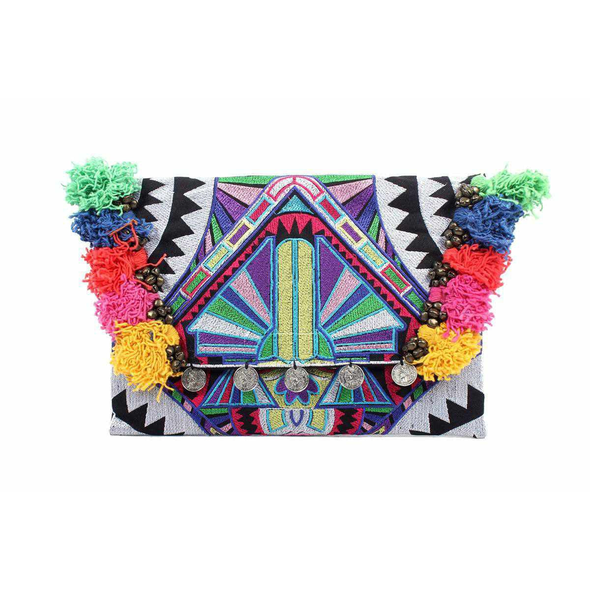 Embroidered Multi Tassel Clutch Bag | IPad Case - Thailand