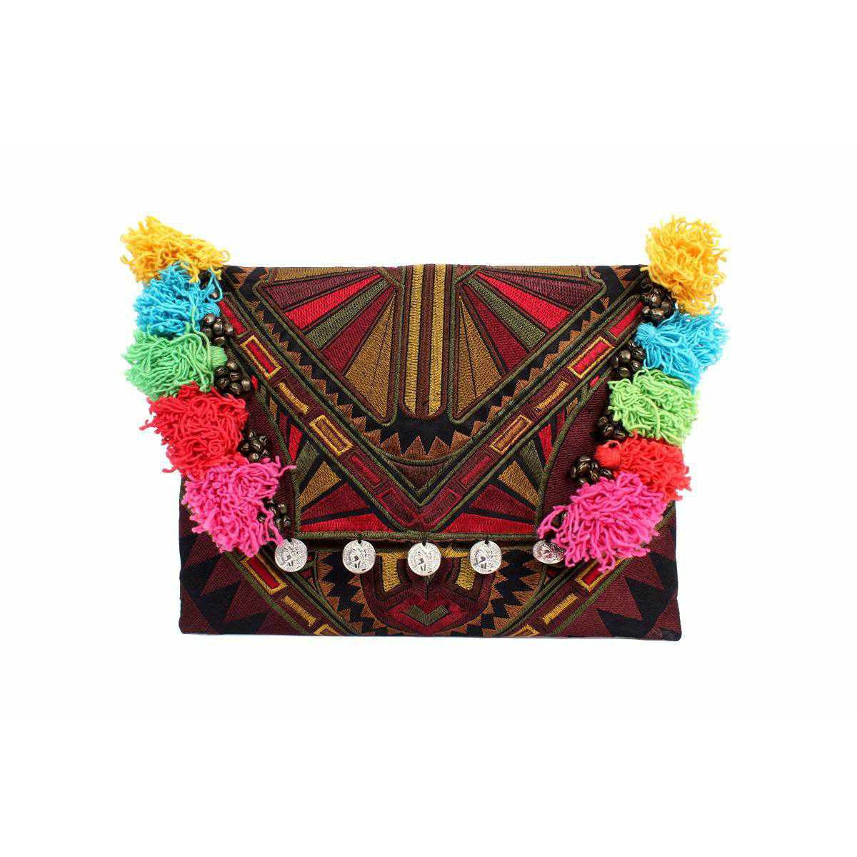 Embroidered Multi Tassel Clutch Bag | IPad Case - Thailand