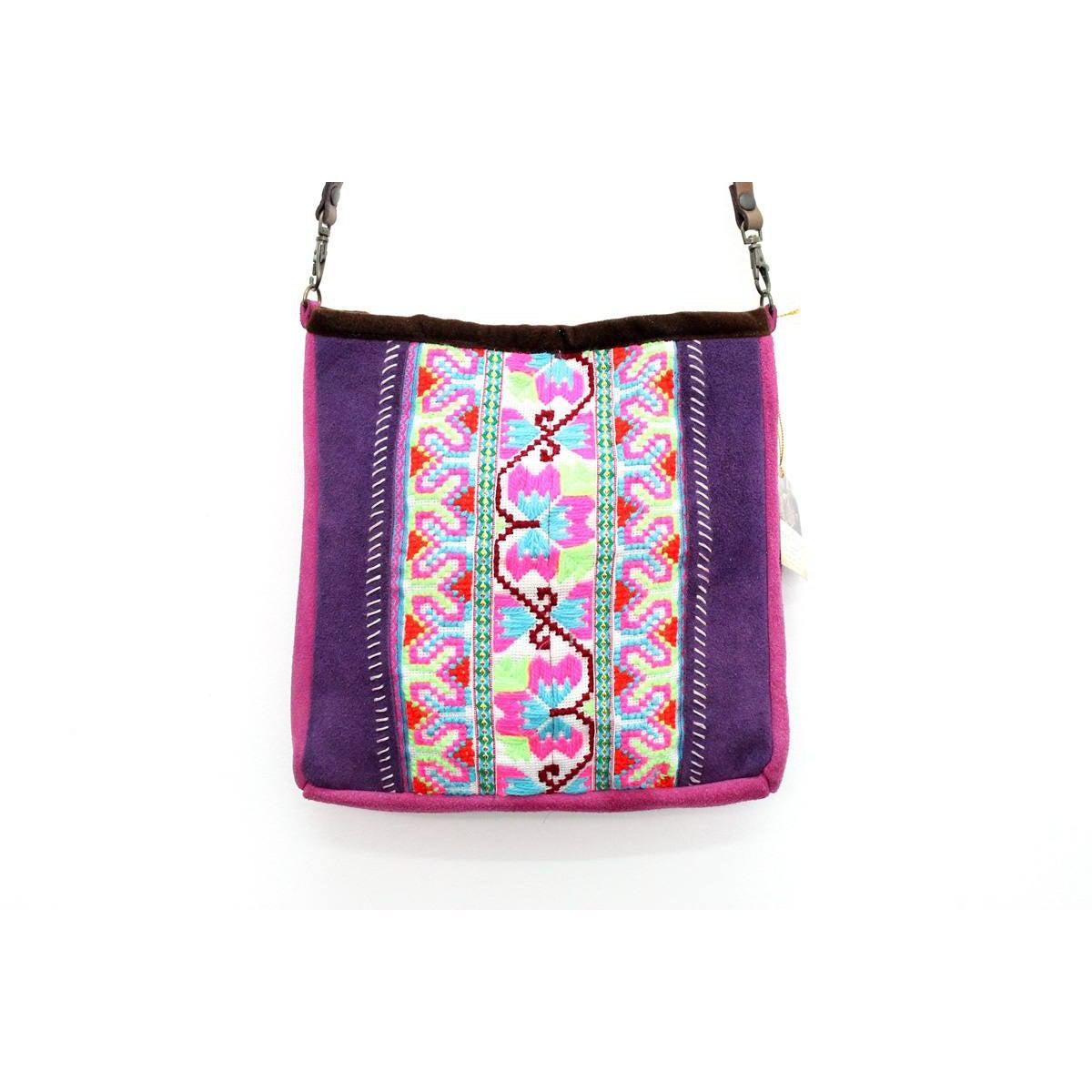 Leather Embroidered Crossbody Bag - Thailand