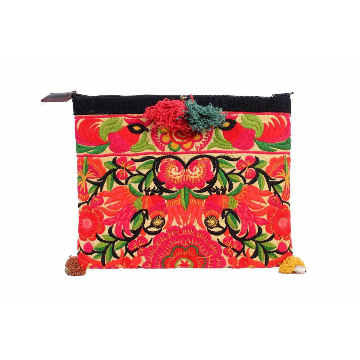 Handcrafted Embroidered Clutch | iPad Bag - Thailand