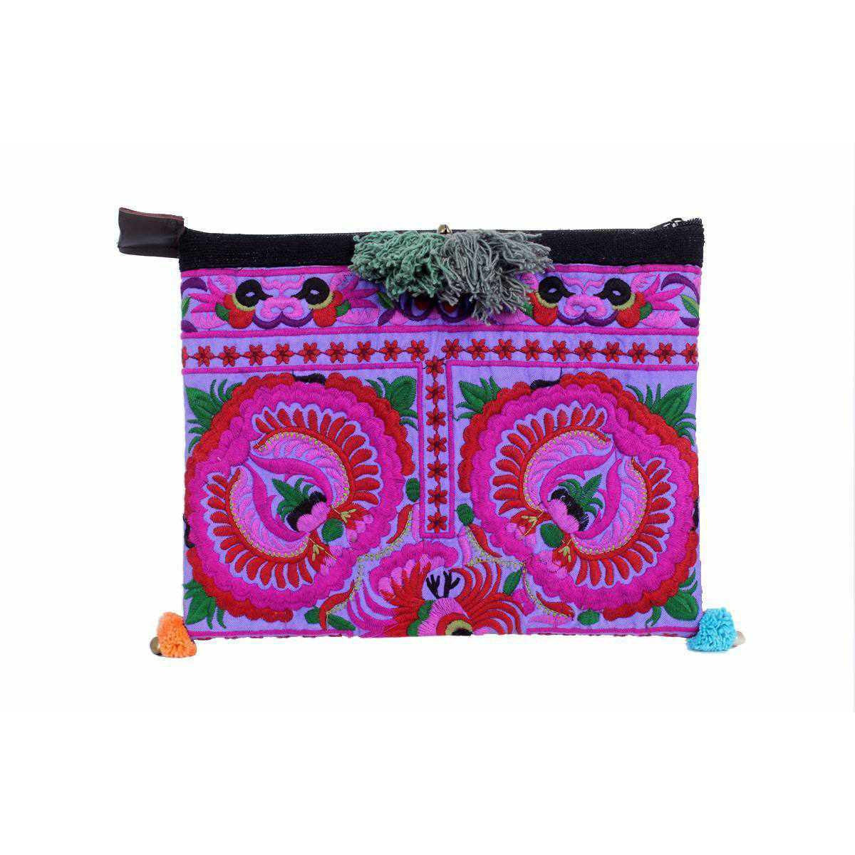 Handcrafted Embroidered Clutch | iPad Bag - Thailand