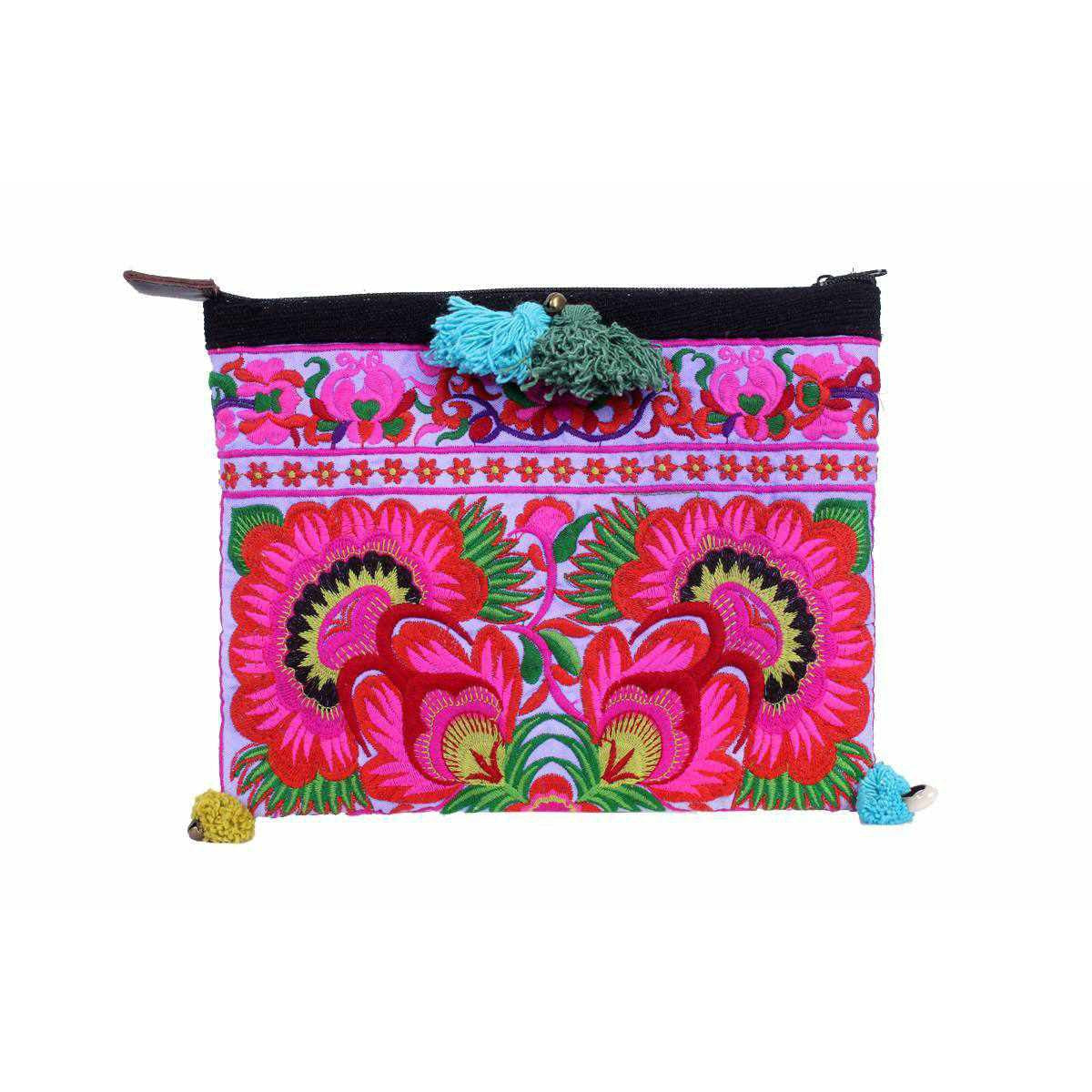 Handcrafted Embroidered Clutch | iPad Bag - Thailand