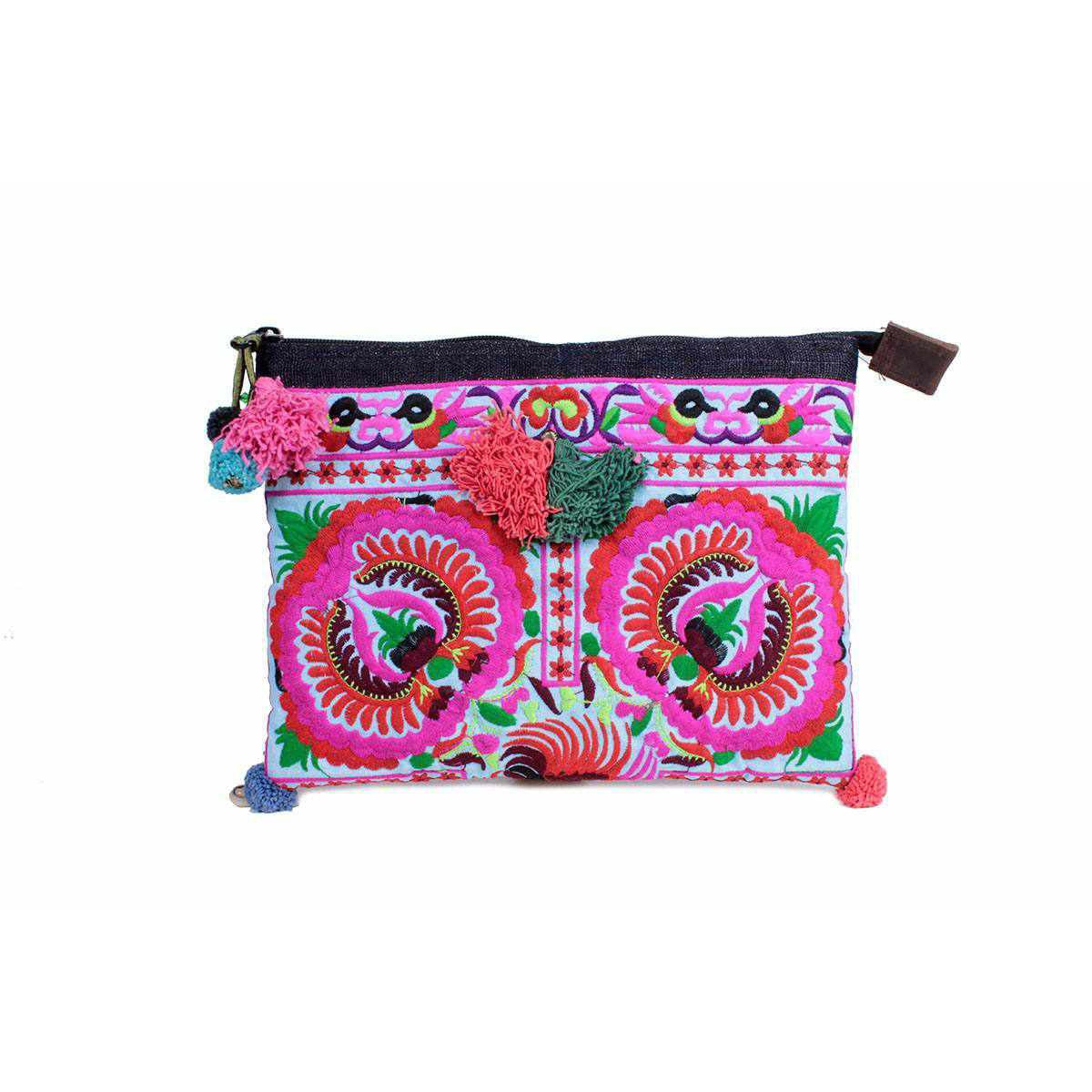 Handcrafted Embroidered Clutch | iPad Bag - Thailand