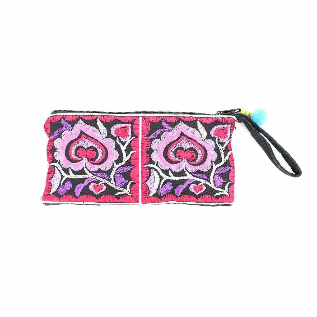 Hmong Embroidered Rectangle Small Wristlet Assorted - Thailand