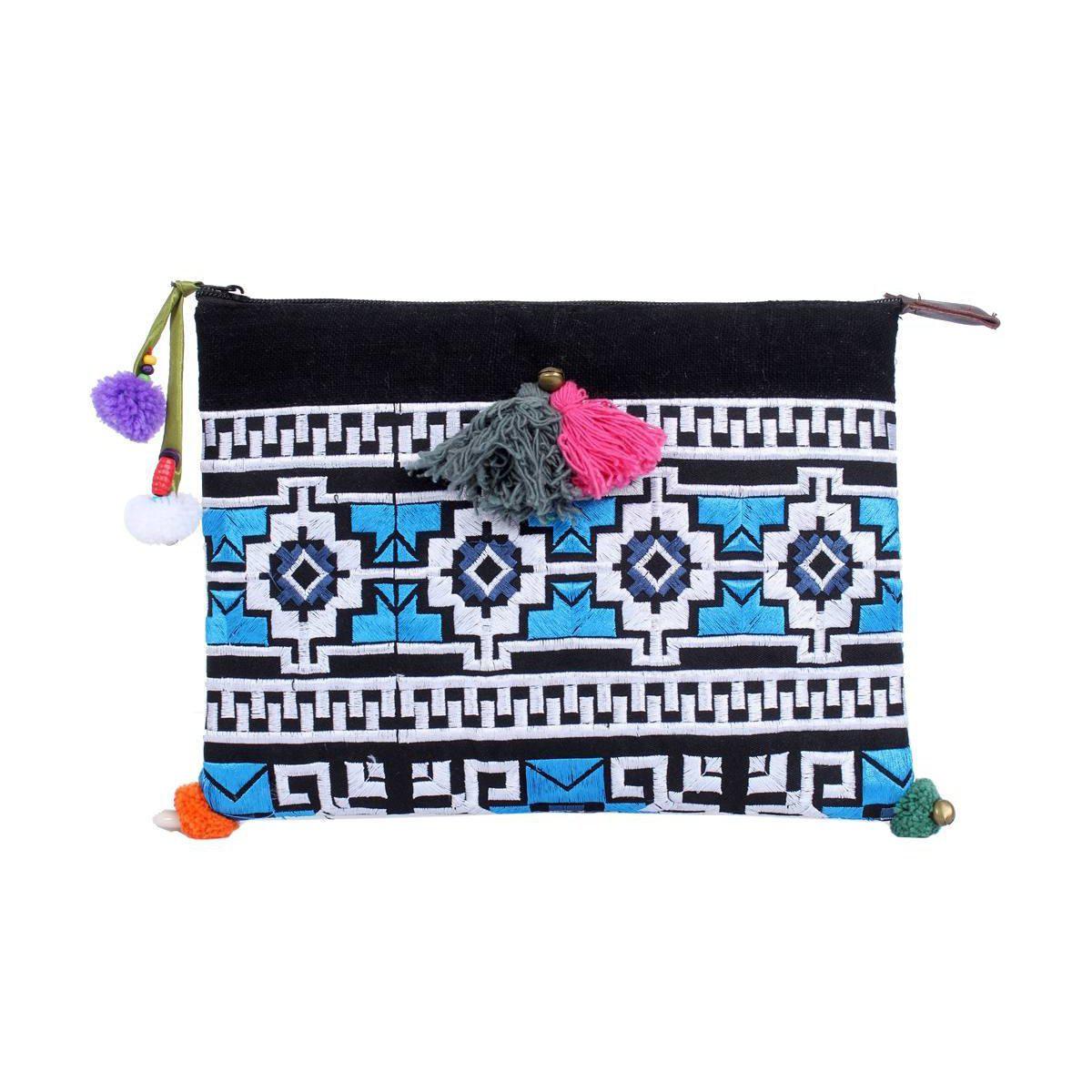 Handcrafted Embroidered Clutch | iPad Bag - Thailand