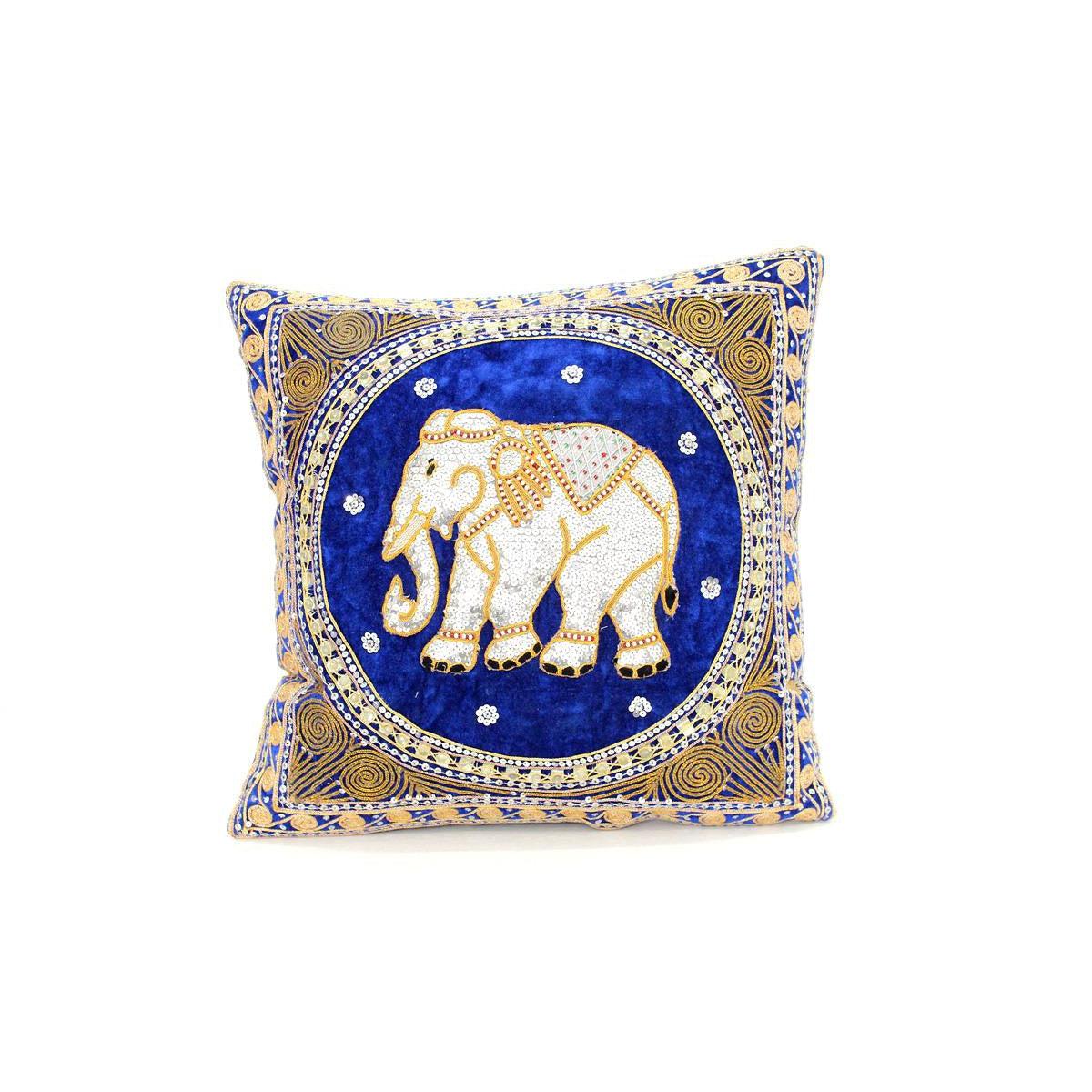 Thai Elephant Embroidered Pillow Cover - Thailand