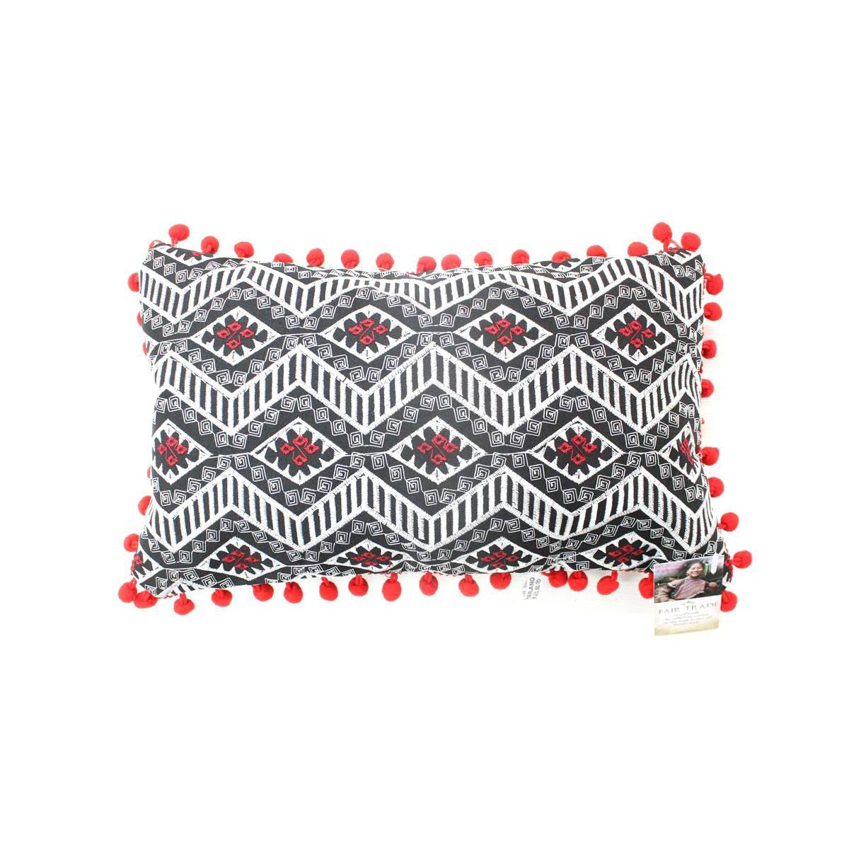 Geometric Pom Pom Lumbar Boho Cushion - Thailand