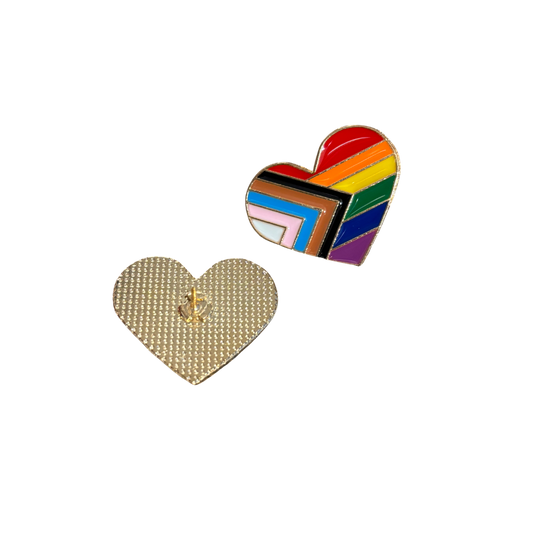 LGBTQ Progress Pride Heart Shaped Enamel Pin