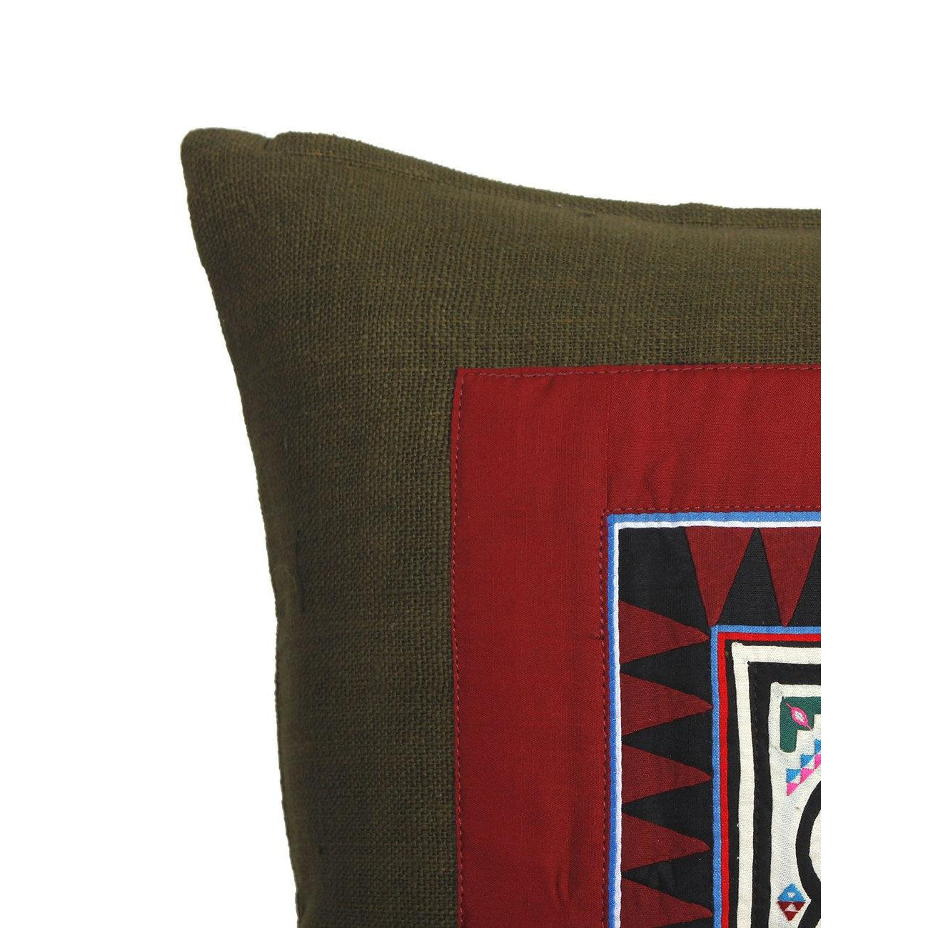 Artisan Crafted Karen Vintage Fabric Embroidered Cushion - Thailand