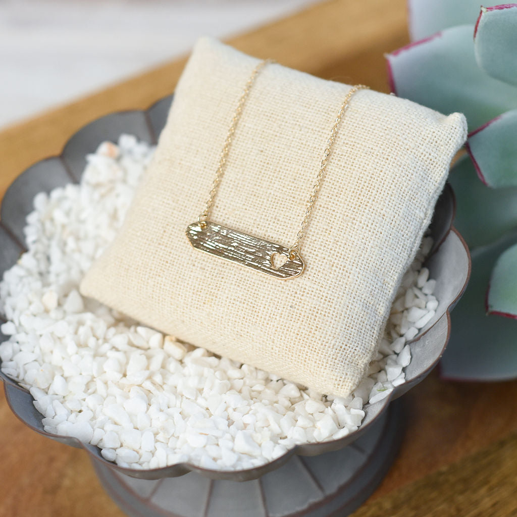 Open Heart Bar Pendant Necklace