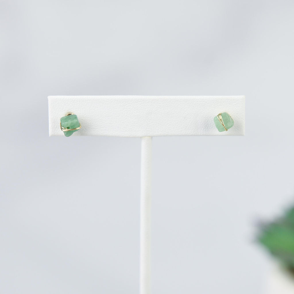 Kara Wire Wrapped Natural Stone Stud Earrings - Osadia Concept Store