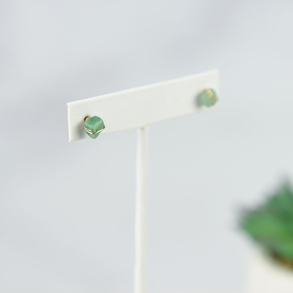 Kara Wire Wrapped Natural Stone Stud Earrings - Osadia Concept Store