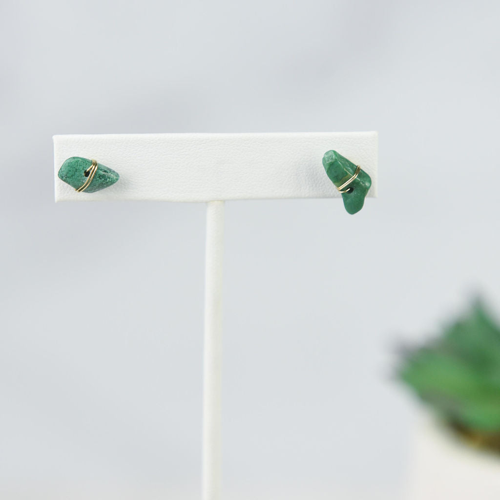 Kara Wire Wrapped Natural Stone Stud Earrings - Osadia Concept Store
