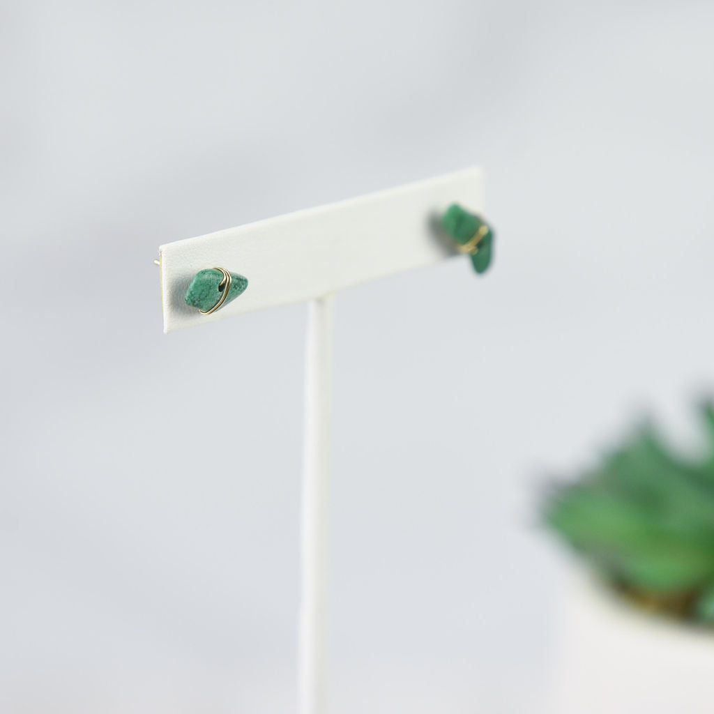 Kara Wire Wrapped Natural Stone Stud Earrings - Osadia Concept Store