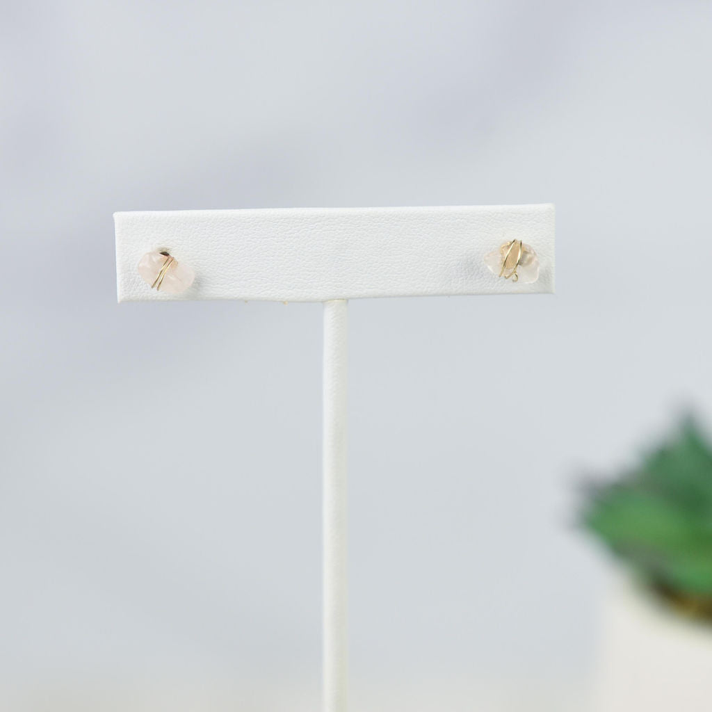 Kara Wire Wrapped Natural Stone Stud Earrings - Osadia Concept Store