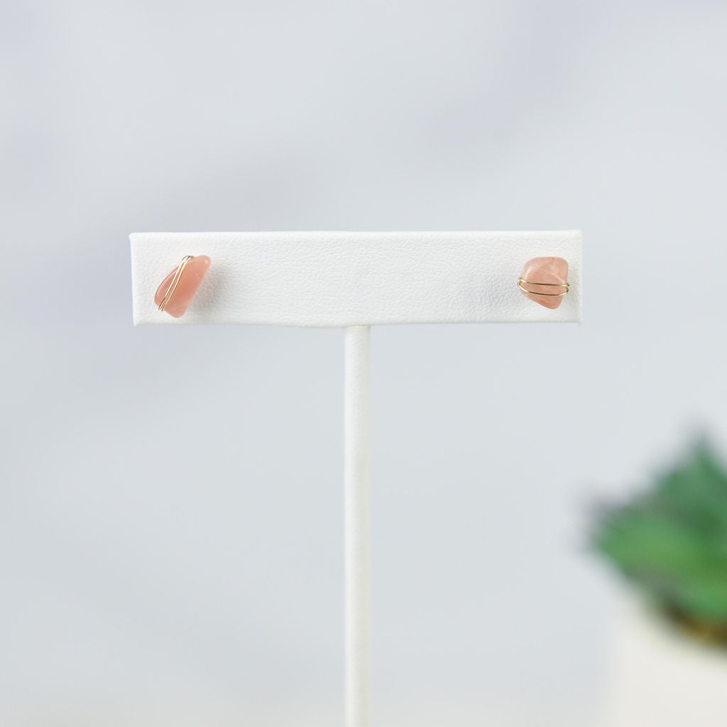 Kara Wire Wrapped Natural Stone Stud Earrings - Osadia Concept Store