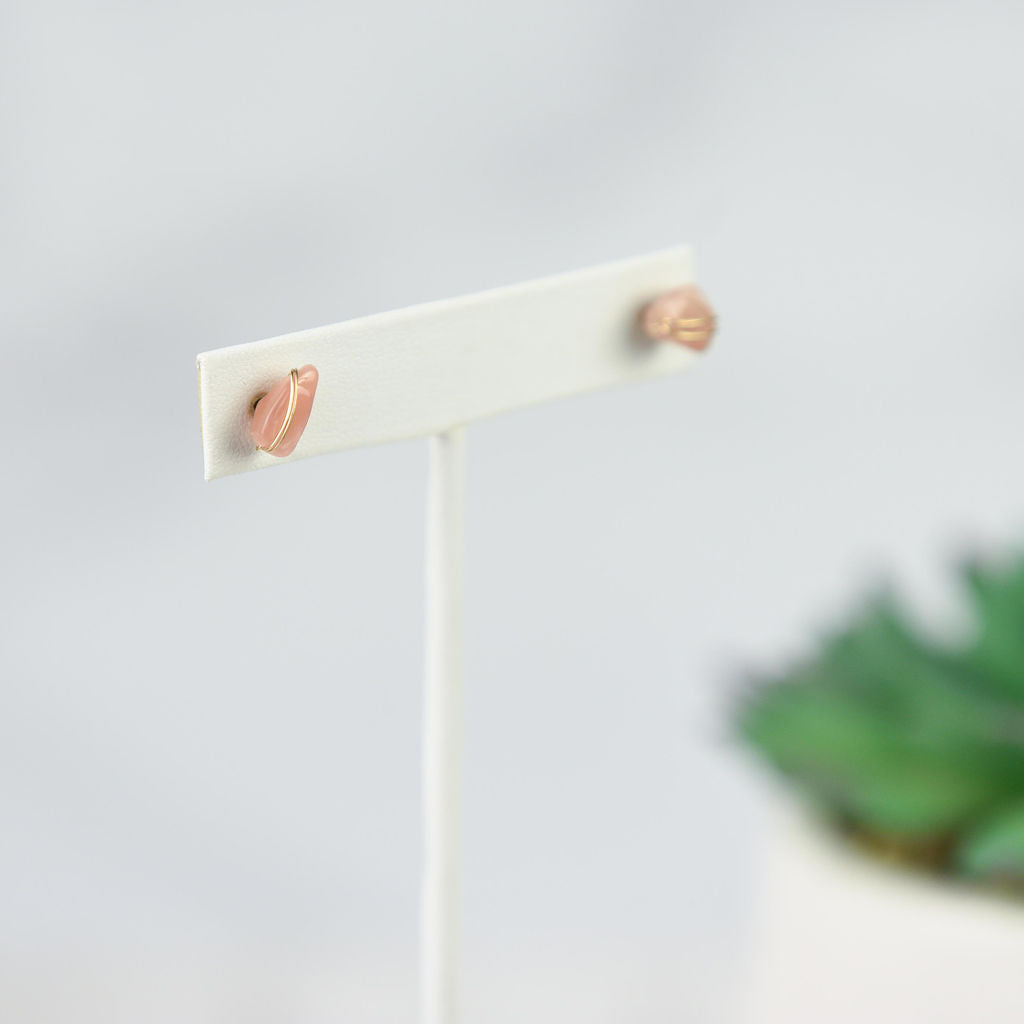 Kara Wire Wrapped Natural Stone Stud Earrings - Osadia Concept Store