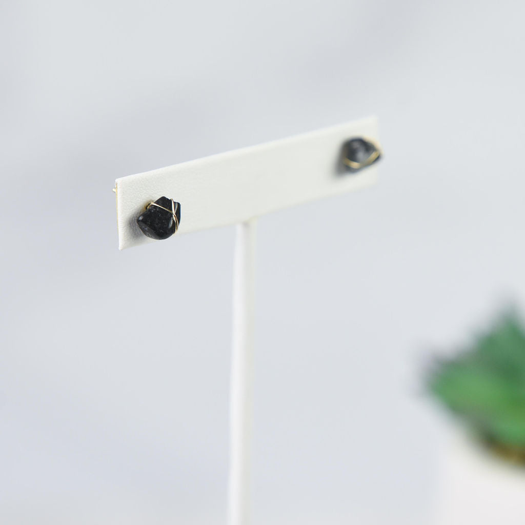 Kara Wire Wrapped Natural Stone Stud Earrings - Osadia Concept Store