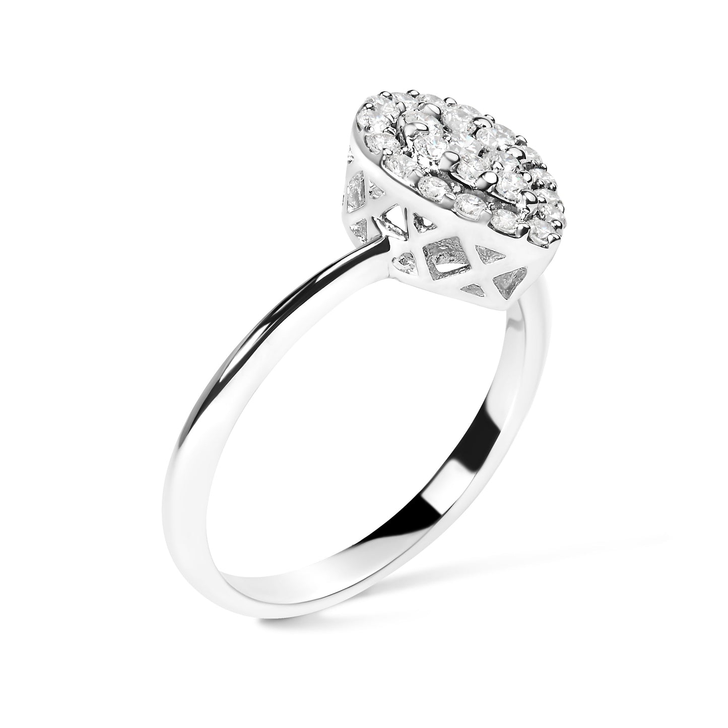 10K White Gold 3/8 Cttw Round-Cut Lab Grown Diamond Cluster Pear Promise Ring (G-H Color, VS2-SI1 Clarity) - Size 7