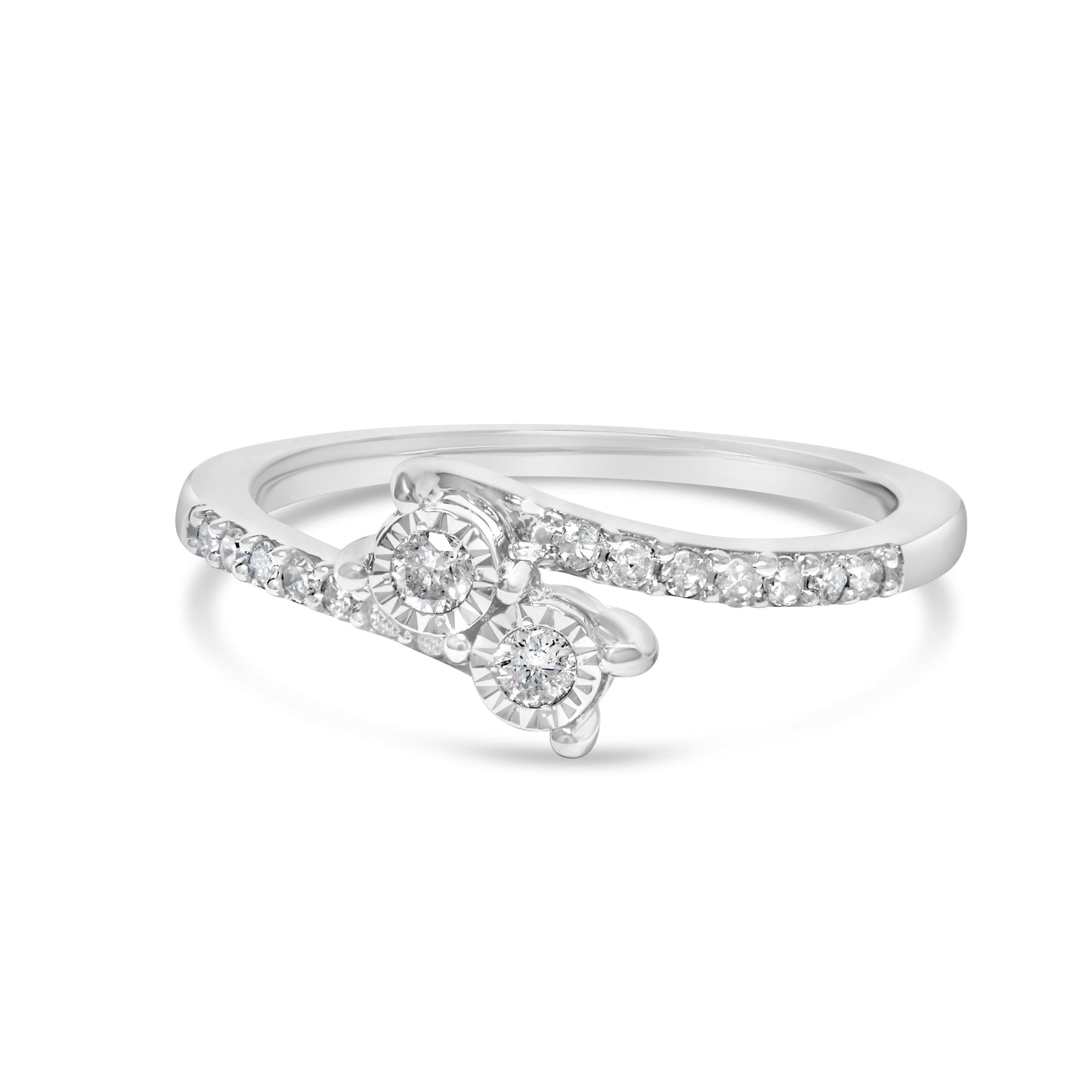 10K White Gold 1/4 Cttw Two-Stone Diamond Bypass Engagement Ring