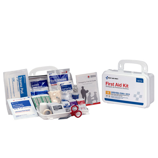 FIRST AID KIT, 10 PEOPLE, INCLUDING MANUAL (1 DISPENSER)