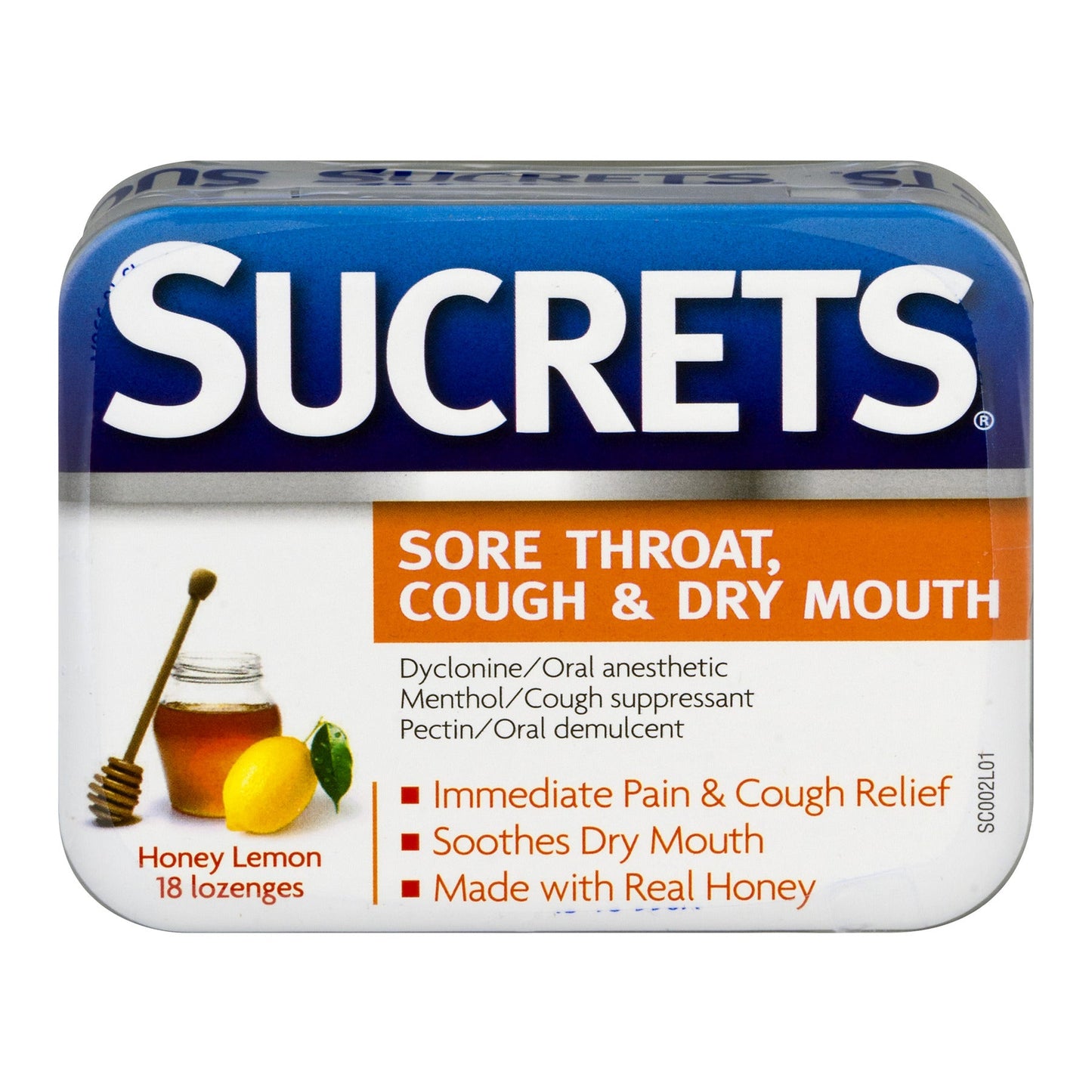 Sucrets Sore Throat, Cough & Dry Mouth, Lozenges, Honey Lemon