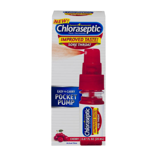 Chloraseptic Pocket Pump Cherry Sore Throat Spray 0.67Oz