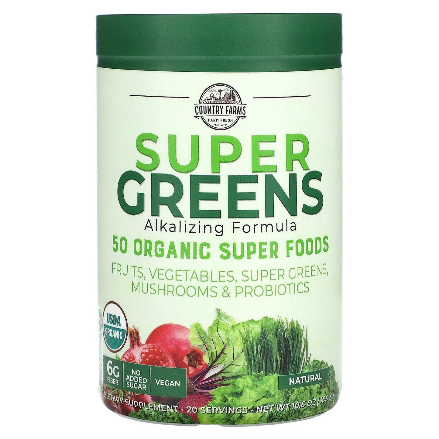 Country Farms Super Greens Drink Powder, Natural Flavor, 10.6 Oz