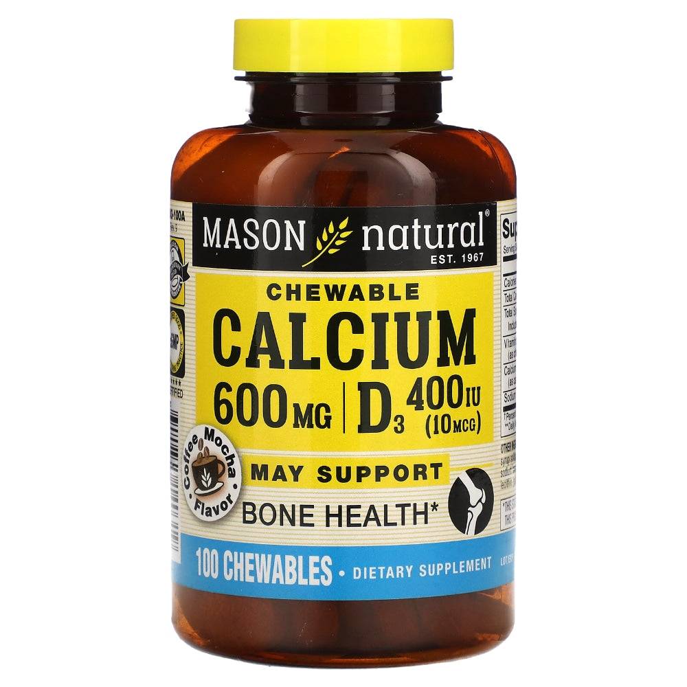Mason Natural Calcium 600 Mg + D3 Chewable Coffee Mocha Flavor - 100 Tablets