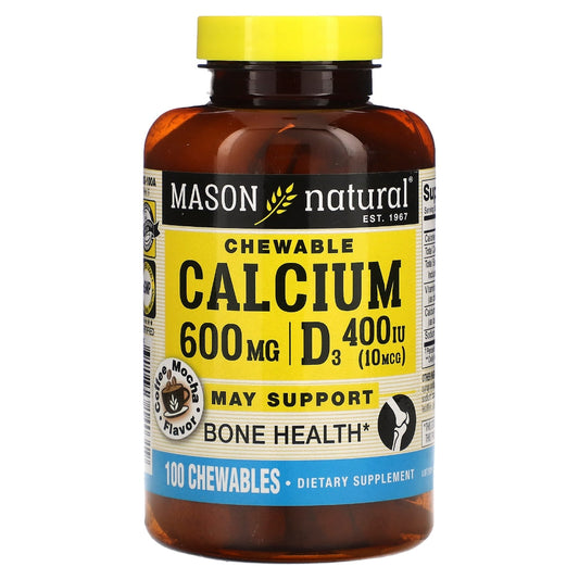 Mason Natural Calcium 600 Mg + D3 Chewable Coffee Mocha Flavor - 100 Tablets