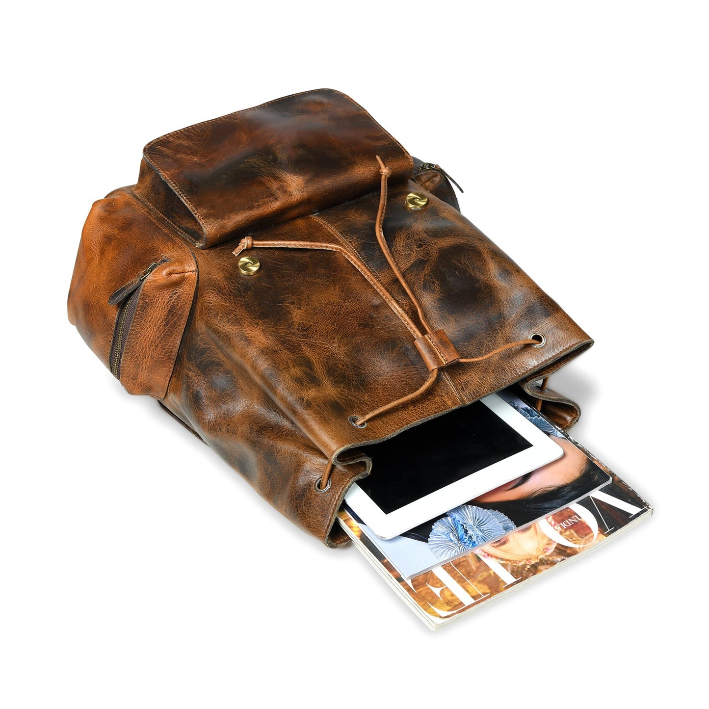 Vortex Leather Backpack: Burnt Brown - Osadia Concept Store