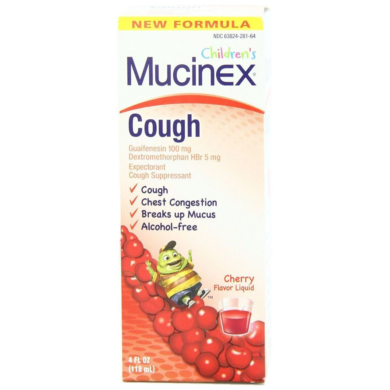 Mucinex Children's Cherry Flavor Cough Suppressant/Expectorant Liquid 4 Fl. Oz. Box
