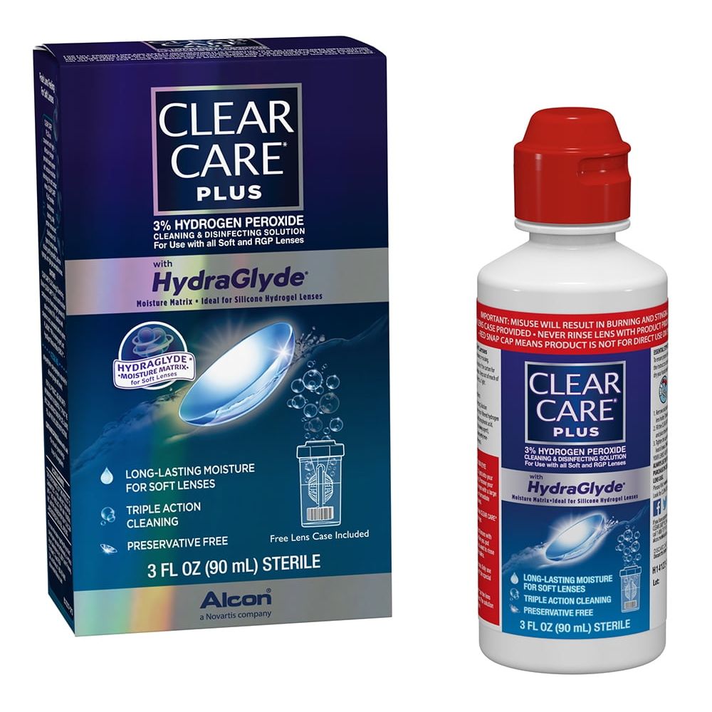 Clear Care Plus, Cleaning & Disinfecting Solution, With Hydraglyde, 3% Hydrogen Peroxide, 3 Fl Oz