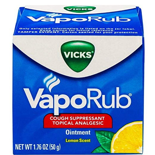 Vicks Ointment, Cough Suppressant/Topical Analgesic, Lemon Scent 1.76 Oz