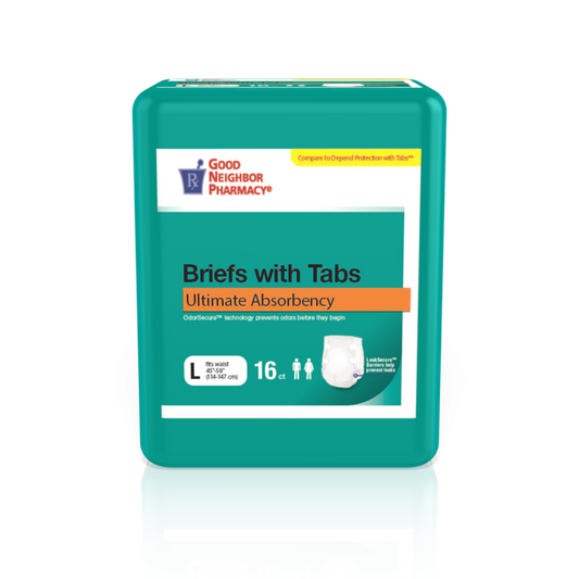 GNP ULTIMATE ADULT BRIEFS, LARGE, WITH TABS, 64 COUNT (4 X 16)