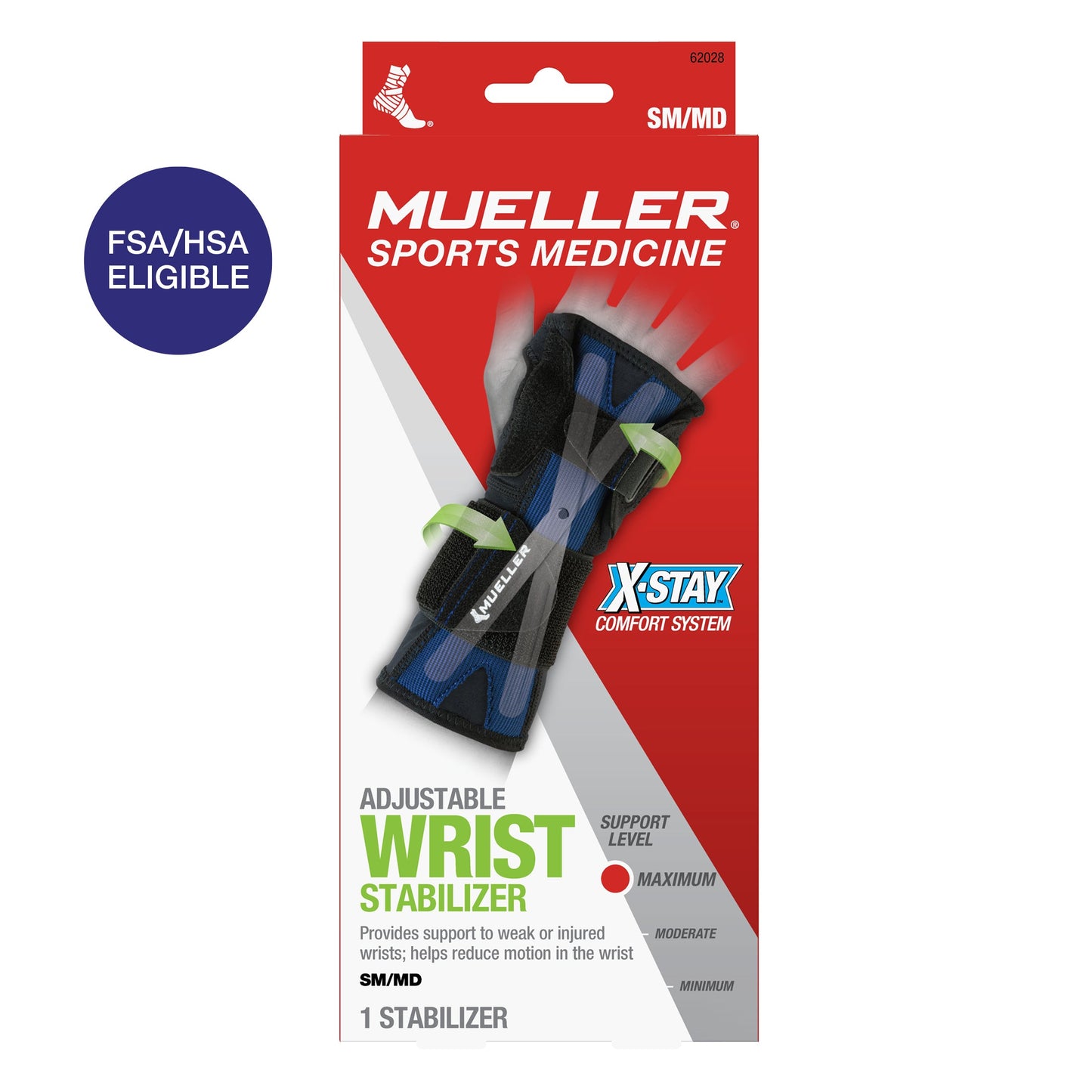 Mueller X-Stay Adjustable Wrist Stabilizer, Small/Medium