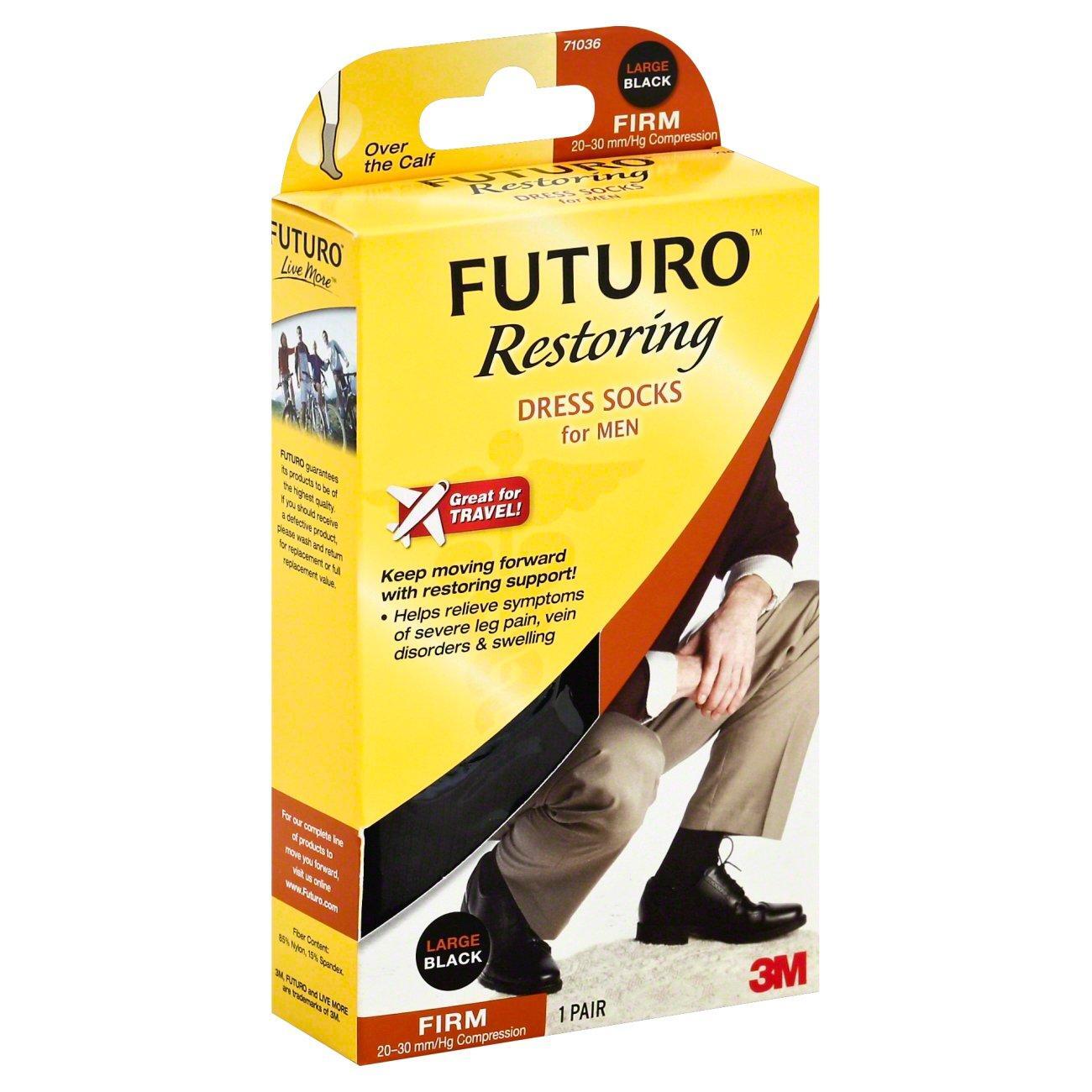 Futuro Restoring Dress Socks For Men Large Black Firm Compression