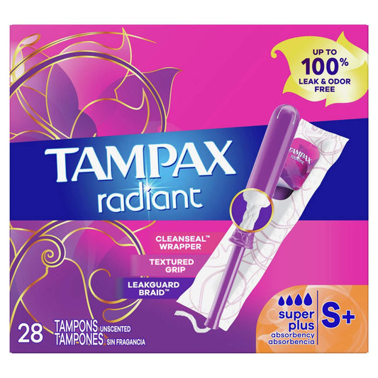 Tampax Radiant Super Plus Absorbency Tampons - 28ct