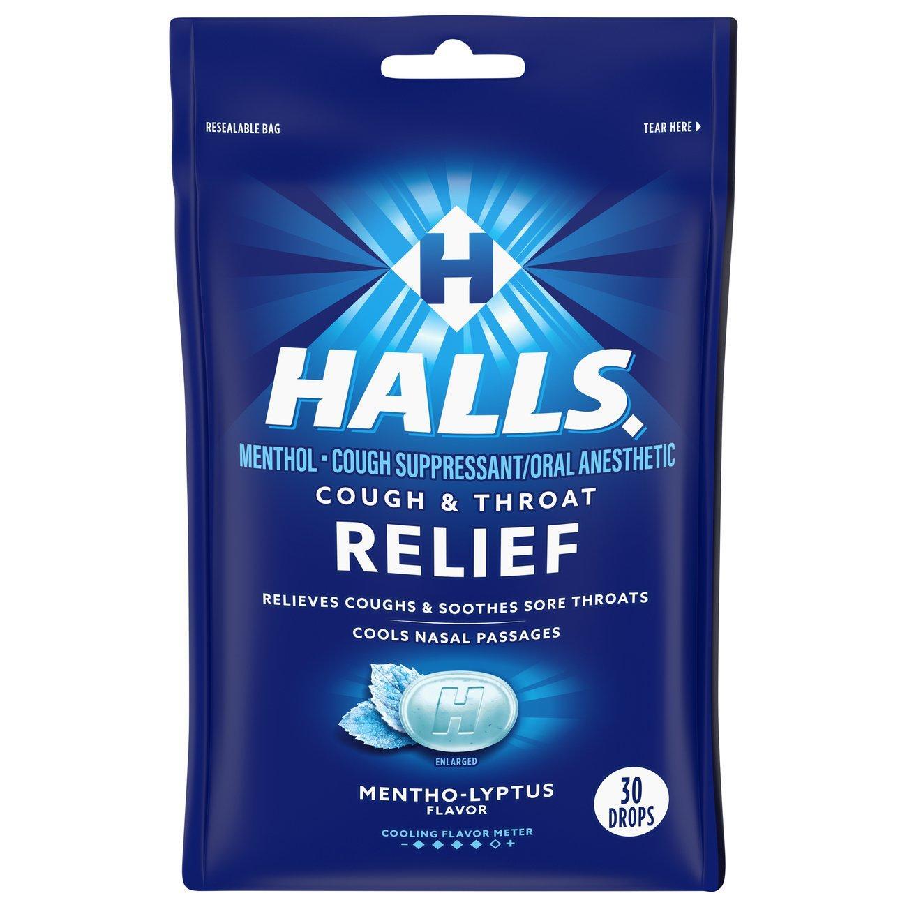 Halls Relief, Menthol, Cough Suppressant/Oral Anesthetic, Mentho-Lyptus Flavor, 30 Drops