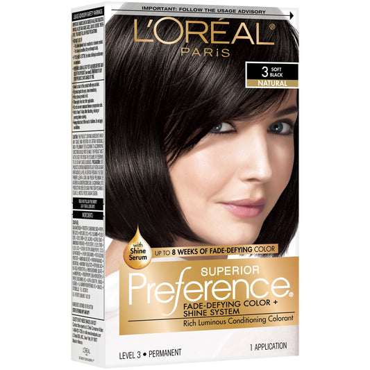 Superior Preference L'Oreal Paris 3 Soft Black Natural Level 3 Permanent Hair Color, 1 Application