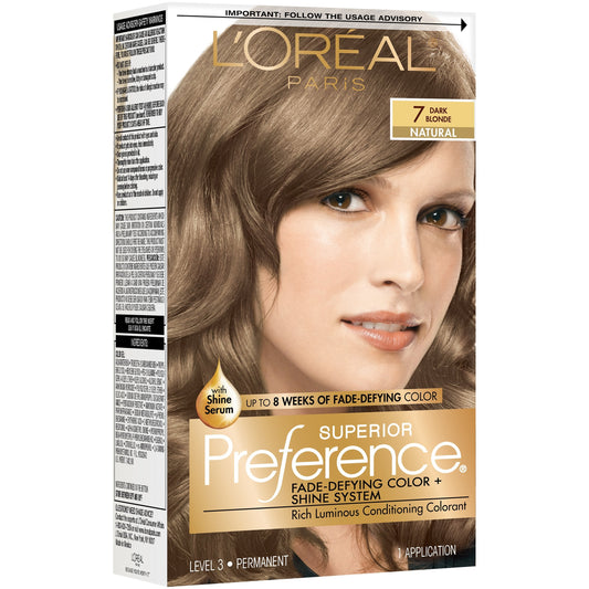 Superior Preference L'Oreal Paris Fade-Defying Shine Permanent Hair Color, 7 Dark Blonde, 1 Kit