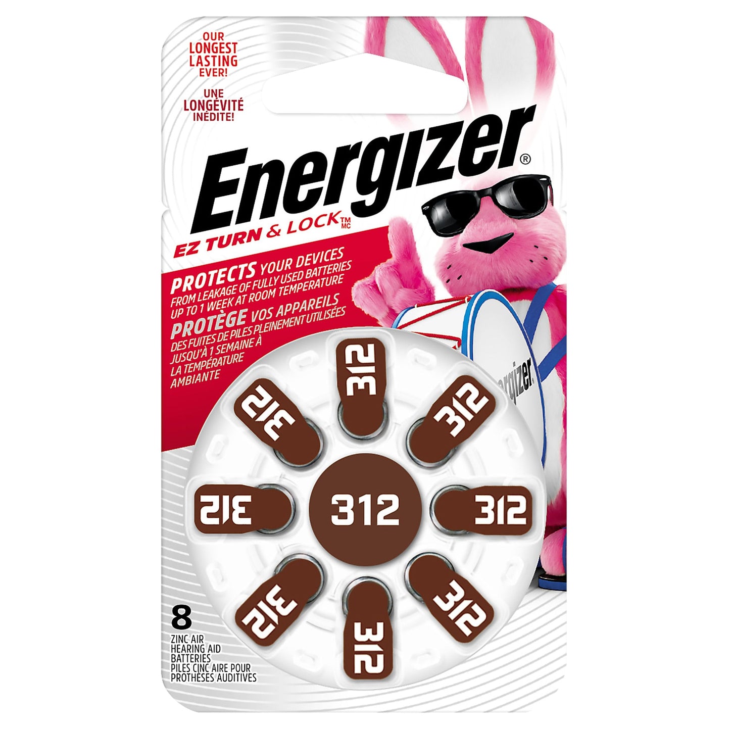 Energizer Hearing Aid Size 312, EZ Turn & Lock Batteries