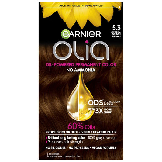 Garnier Olia Oil Powered Permanent Hair Color 5.3 Medium Golden Brown