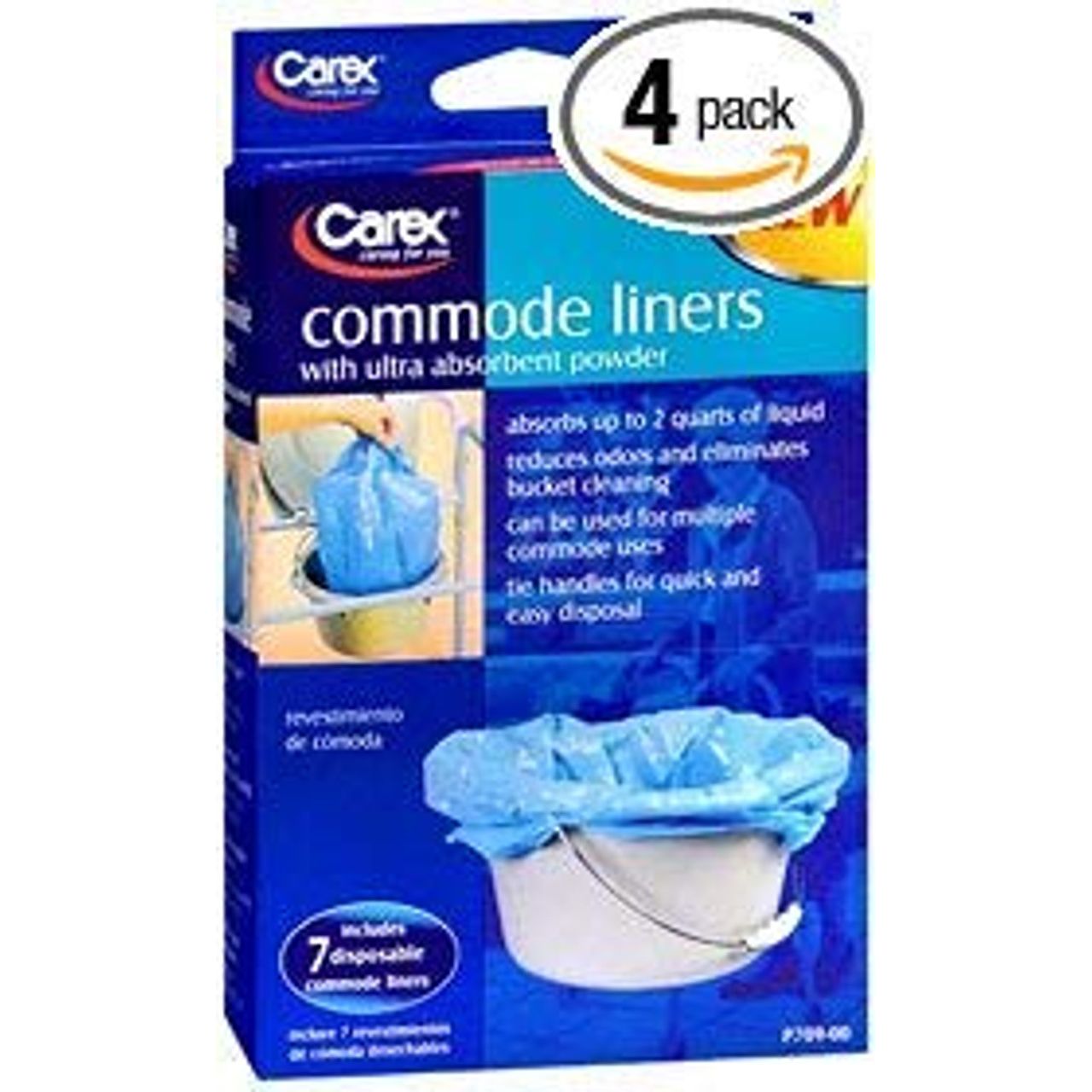 Carex Disposable Commode Liners, 2-Qt. Capacity, 7-Pk