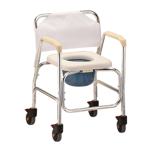 Nova Shower Chair Commode With Wheels - White