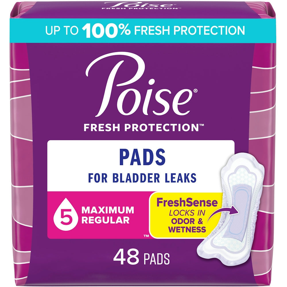 Poise Maximum Absorbency Incontinence Pads, Regular Length